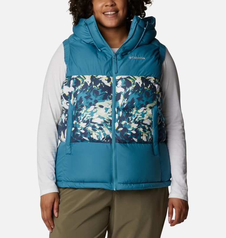 Women\'s Columbia Pike Lake II Insulated Vests Turquoise / Flower | Plus Size CA-Z5068